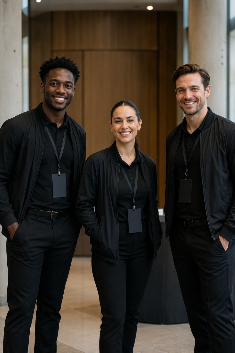 Conference staff wearing coordinated branded event apparel