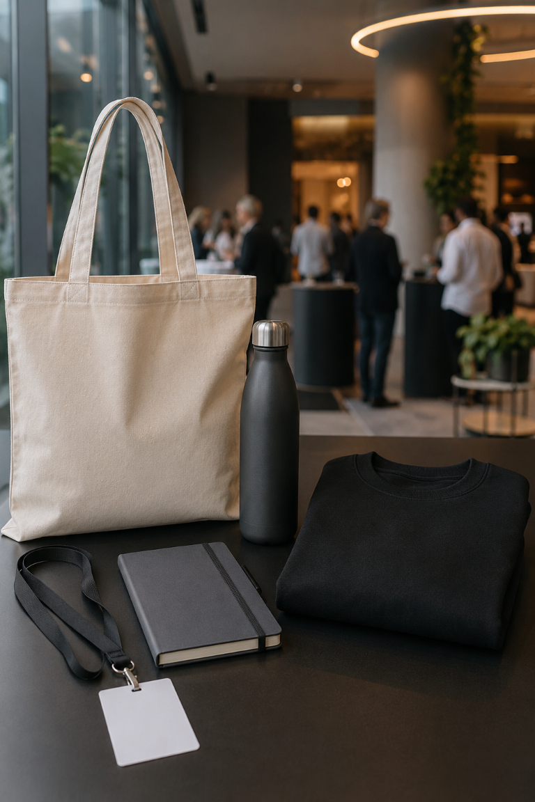 Custom branded merchandise at a live event